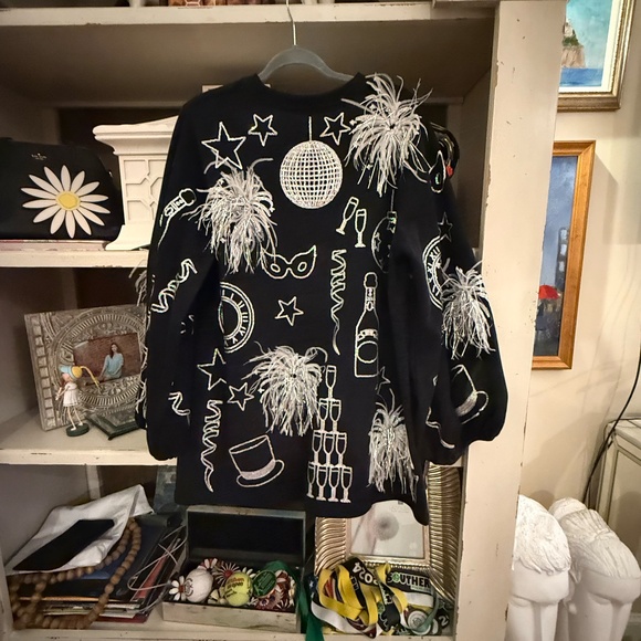 Queen of Sparkles Medium NYE dress QOS M feathers sequins - Picture 4 of 4